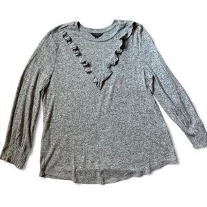Gray Ruffled Long Sleeve Top